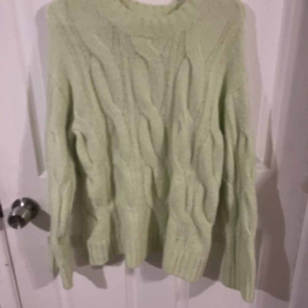 American Eagle Outfitters Light Green Cable Knit Sweater